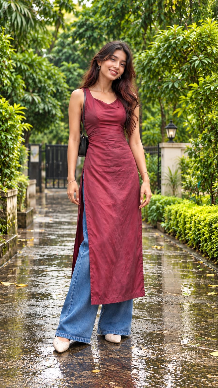 Burgundy corset kurti view 5